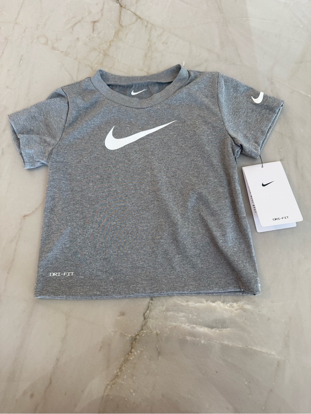 Nike Gray Short Sleeve Dri-FIT Tee with White Swoosh